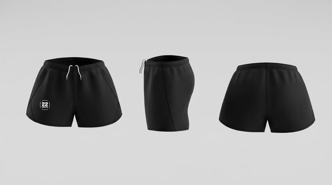 22 Unite Rugby Shorts, plain black